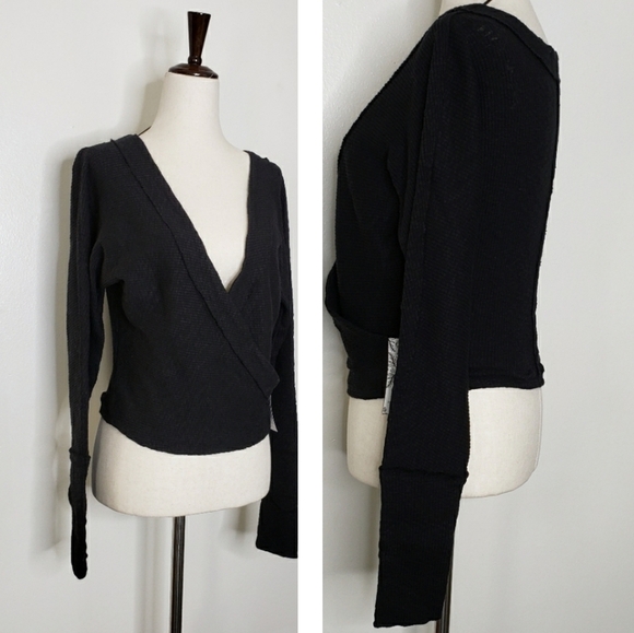 NEW Free People Lupine Wrap Ribbed Jersey Tee Top Thermal Knit Bohemian Fall - Picture 13 of 16